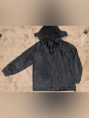 Snozu Black Hooded Raincoat Jacket mens